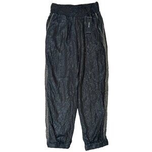 Anthropologie Love Sam Metallic Joggers Pull On Black Pants Balloon NWT XS